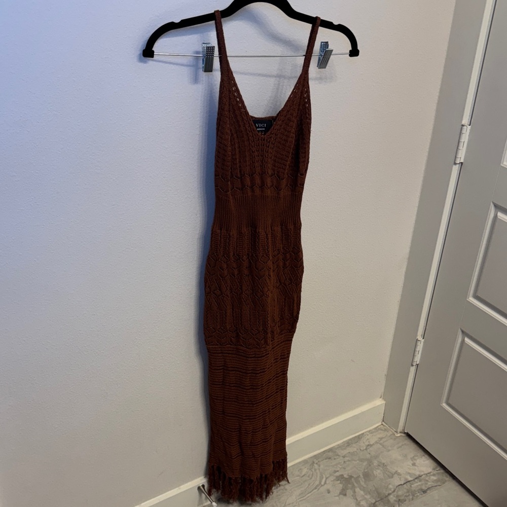Vici Brown Knit Maxi Dress